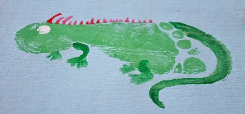 Hand and Footprint Lizard Iguana Kids Craft