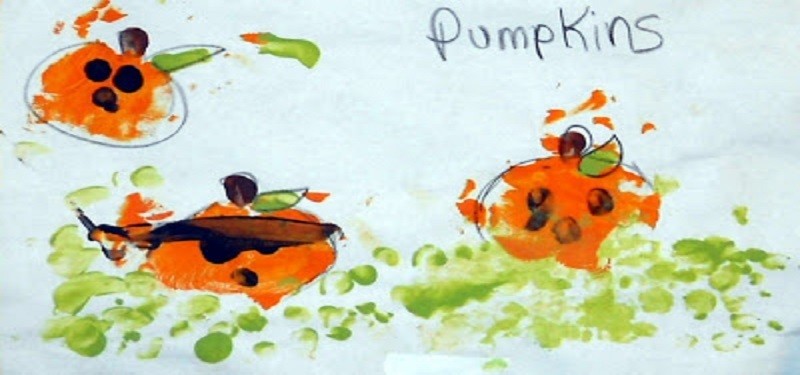 Painting Palm Pumpkins with Toddlers