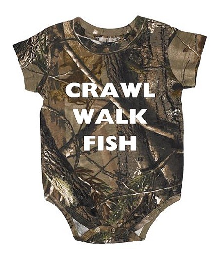 Southern Designs Crawl Walk Fish Camouflage Baby Romper