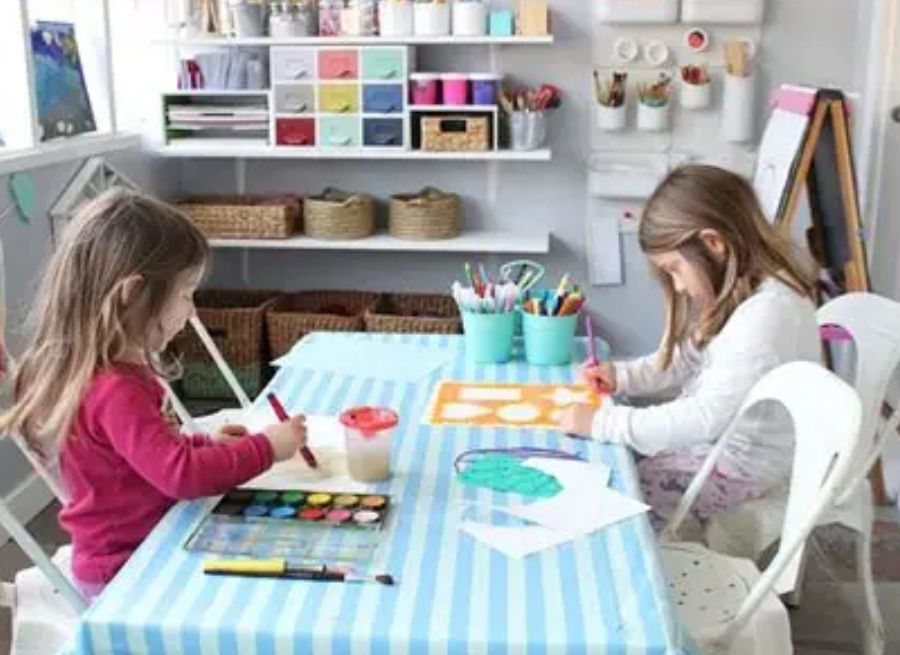 how to set up a kids craft corner at home